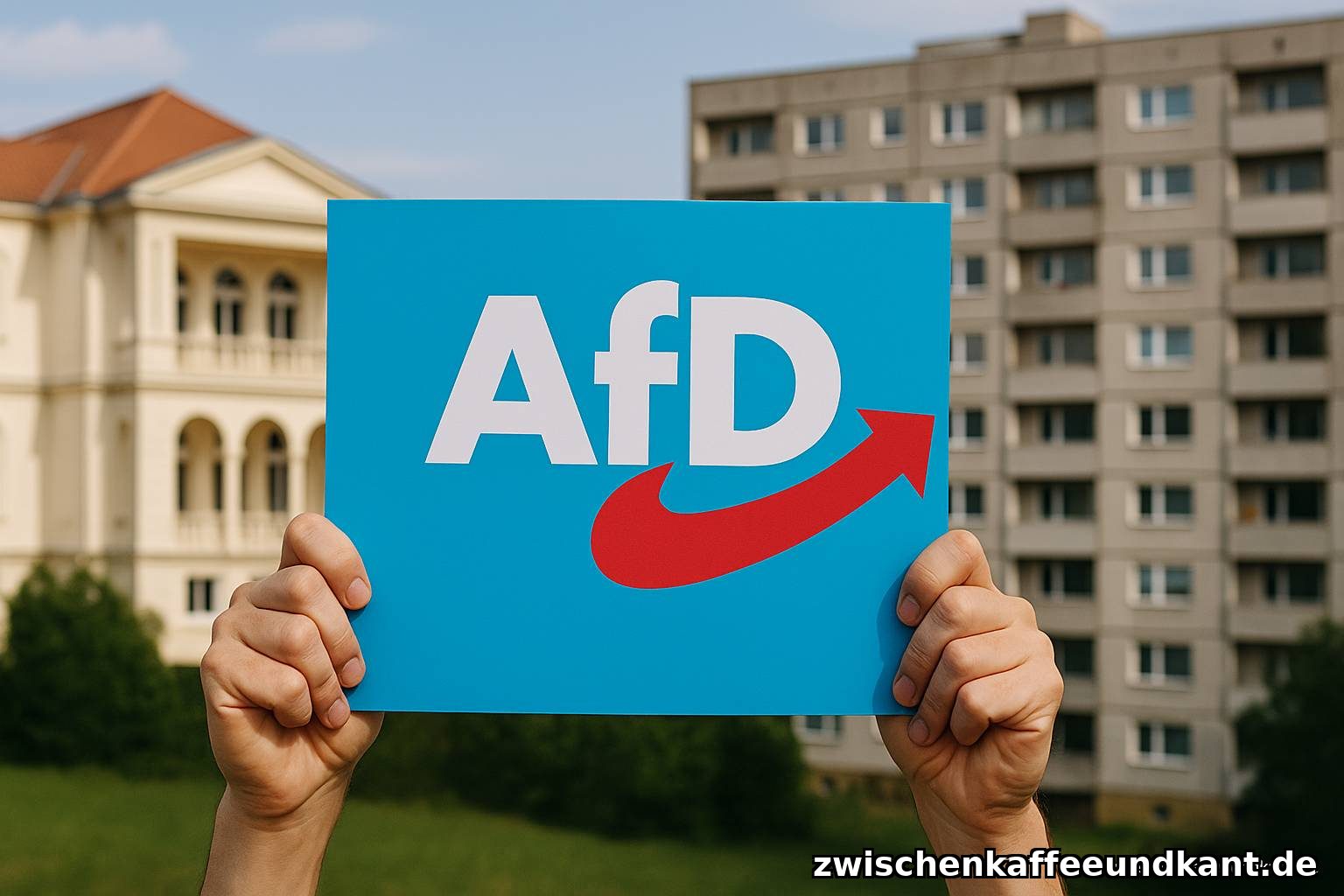 AfD-Plakat zwischen Reichtum und Armut – Symbol für ungleiche Politik