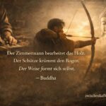 Buddha Zitat über Selbstformung – Der Zimmermann bearbeitet das Holz, der Weise formt sich selbst