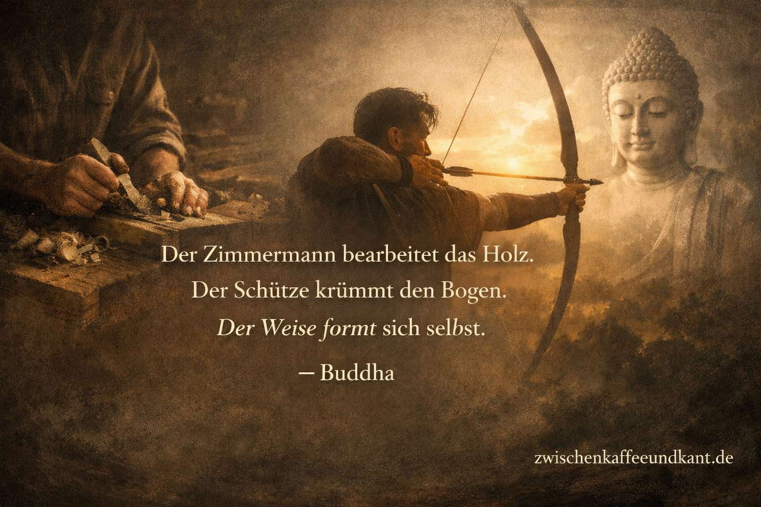 Buddha Zitat über Selbstformung – Der Zimmermann bearbeitet das Holz, der Weise formt sich selbst