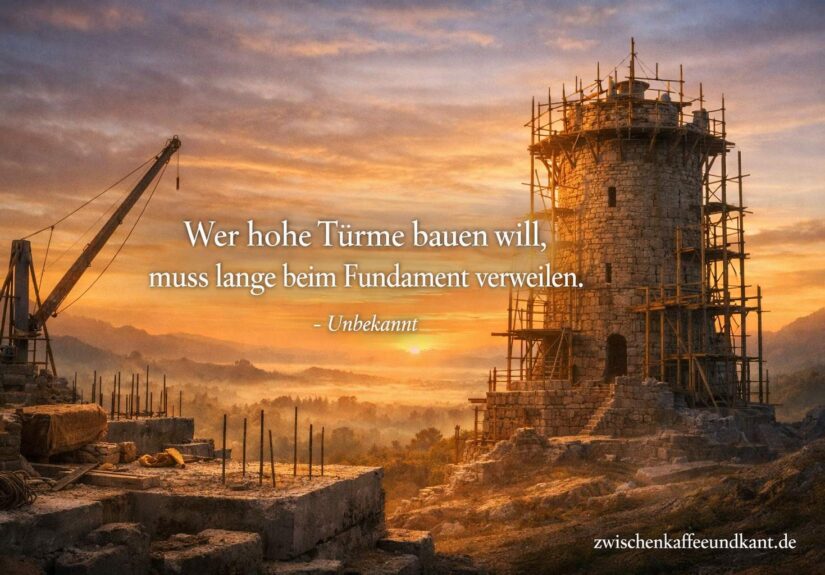 Fundament großer Ziele – Wer hohe Türme bauen will, muss lange beim Fundament verweilen. zwischenkaffeeundkant.de