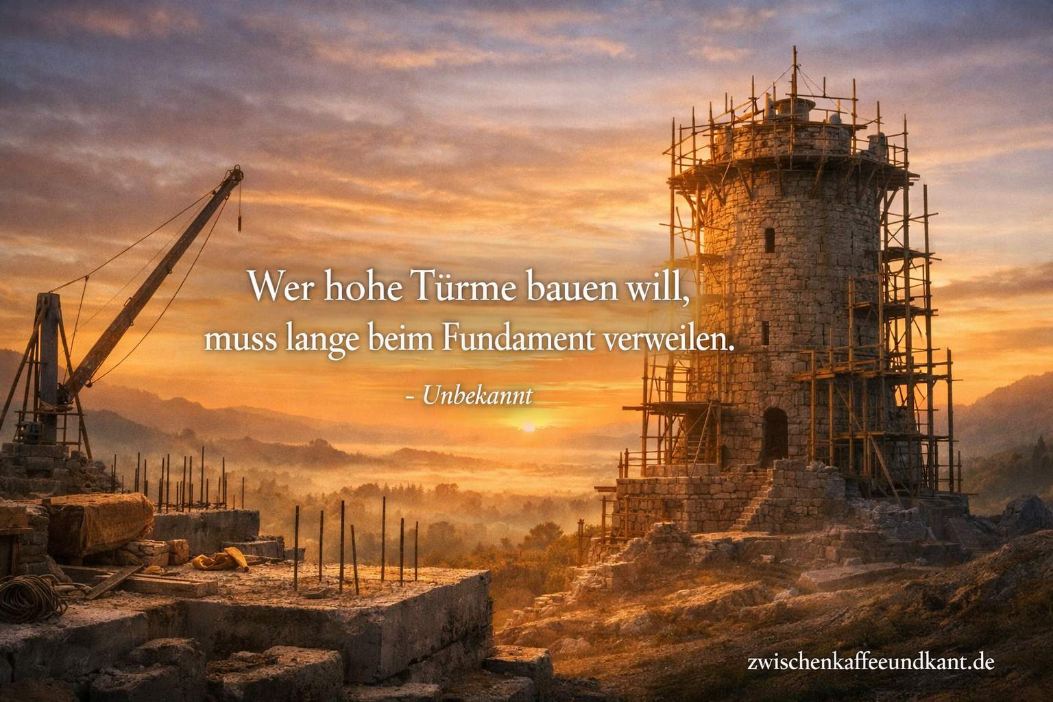 Fundament großer Ziele – Wer hohe Türme bauen will, muss lange beim Fundament verweilen. zwischenkaffeeundkant.de